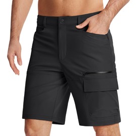 KEFITEVD Men's Quick Dry Safari Shorts Breathable Outdoor Hiking Climbing Short Pants Black