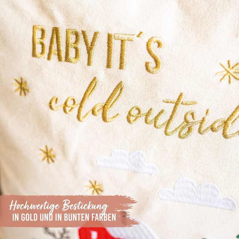 Papierdrachen Christmas Cushion Covers with the Saying Baby It's Cold