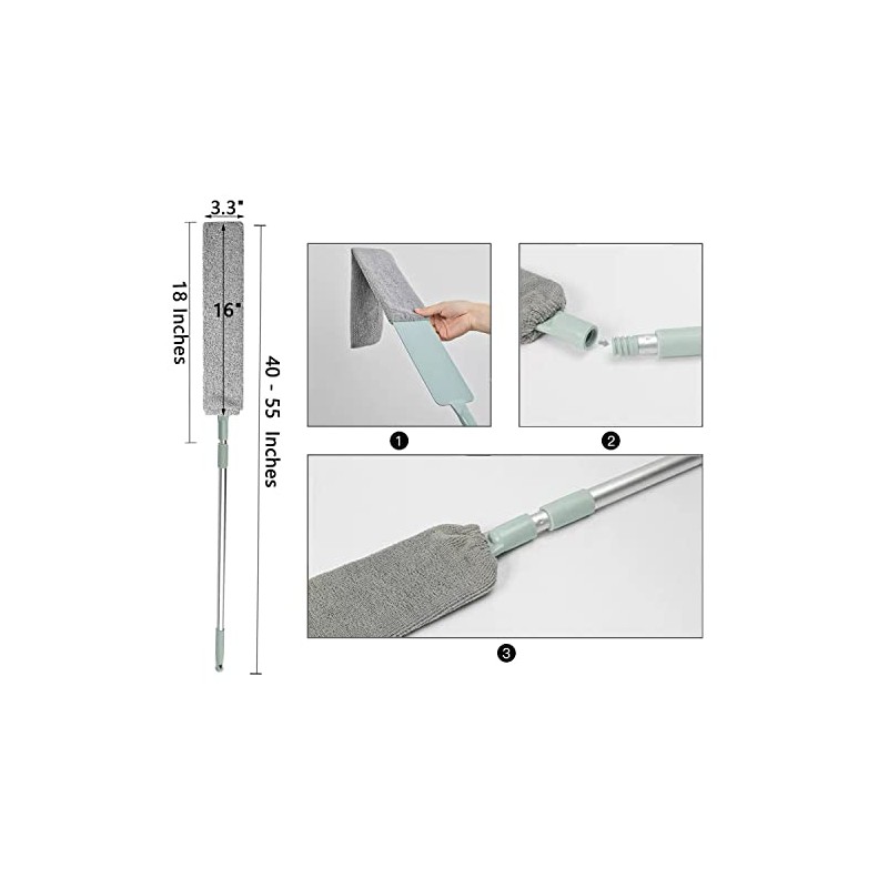 Bendable Microfiber Duster with Extendable Pole for Deep Cleaning