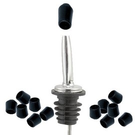 Liquor Pourers with Removable Dust & Bug Covers - 6 Pourers 6 Covers 12 piece set!