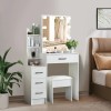 White Bedroom Vanity Dressing Desk Makeup Table Stool Set w/