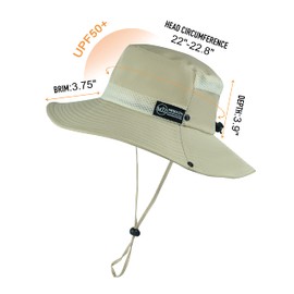 Koreshion Men Sun Hat UV UPF Wide Brim Summer Hat Waterproof Breathable Fishing Hat Adjustable Foldable Boonie Cap Outdoor Beach Hiking Safari Golf Beige
