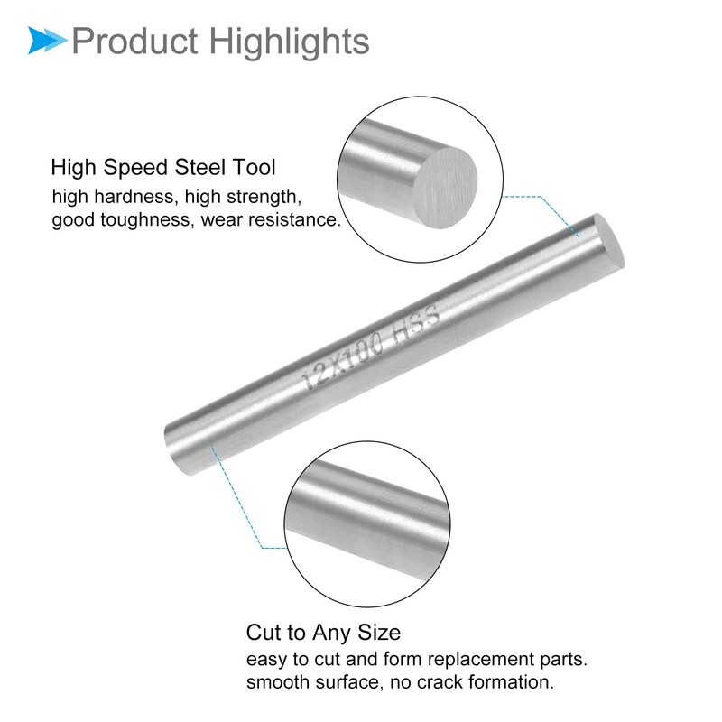 CoCud Round Steel Bar 12mm Diameter 100mm Length High Speed