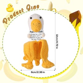 lasuroa Funny Positive Crochet Toy, 4.72 Inch Positive Duck Yarn Positive Banana Crochet with Inspirational Card Cute Positive Knitted Doll Positive Life Potato for Home Office Desk Decoration