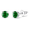 Silver Stud Earrings for Women Girls, Sterling Silver Green Cubic