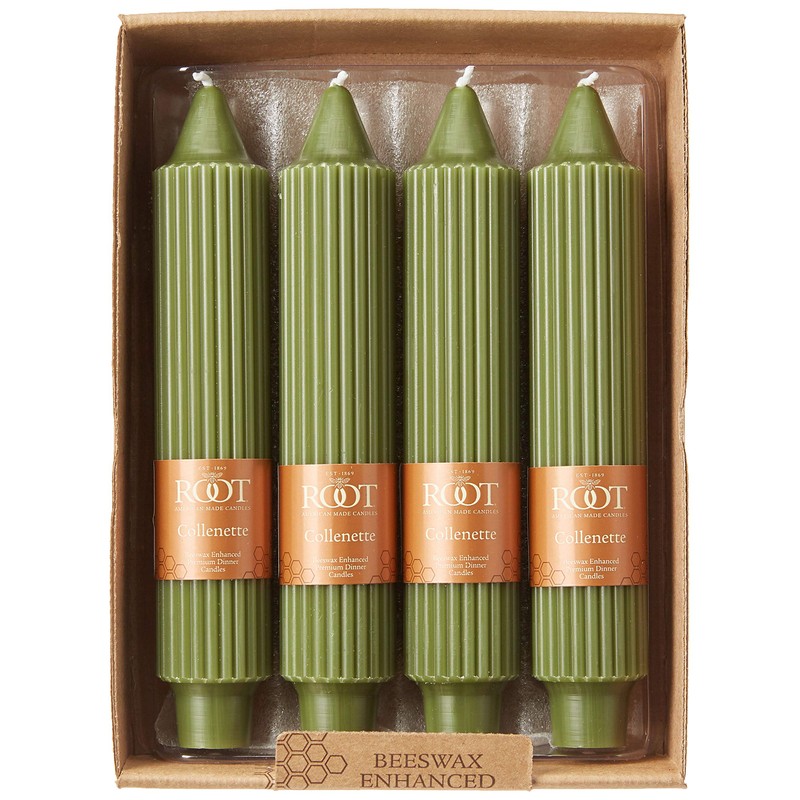 Root Candles 4-Count Unscented Dinner Candles Dripless Beeswax Enhanced Grecian