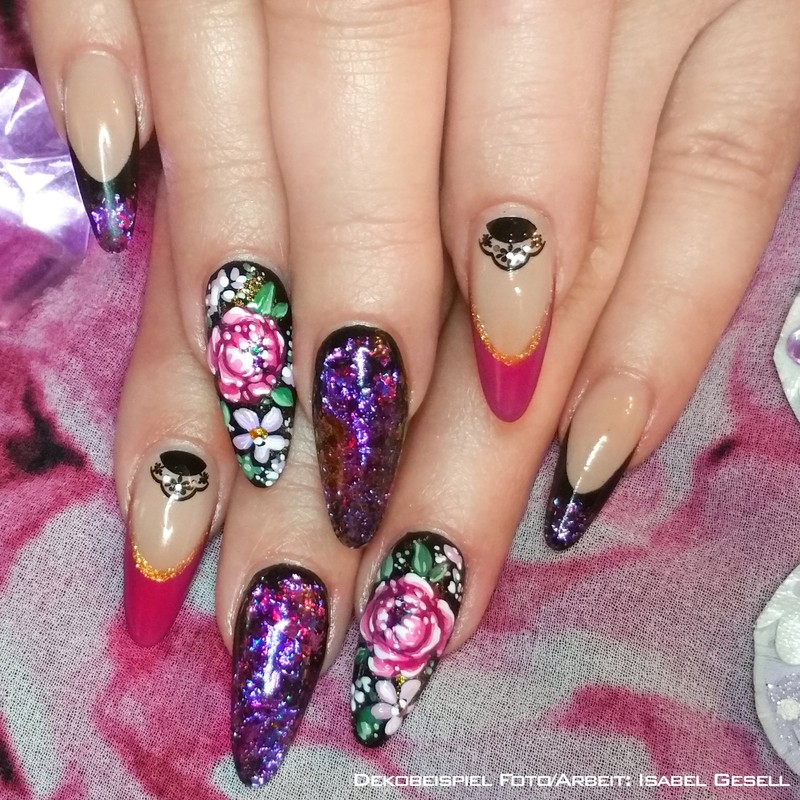 Magic Nail Art Flakes, Chrome Look Nail Art - Rose-Green-Gold