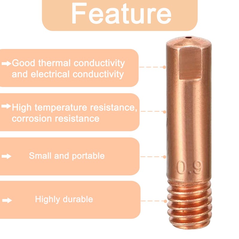 EATBALE 30 Pack Mig Welding Contact Tips 0.035"/0.9mm M6x25mm Copper
