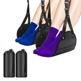 Foot Hammock for Plane Travel or Airplane Foot Hammock is Travel Essentials,Foot Sling for Airplane Travel can Relax Your Feet,Portable Design Length Adjustable Airplane Hammock Foot Rest (2 Pack)