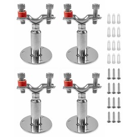 QWORK Adjustable Stainless Steel Pipe Support Bracket Kit - Compatible with 1" Pipes - Wall and Ceiling Mounting Options - includes 4 Support Brackets, Screws, and Anchors