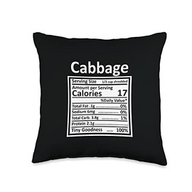 Nutritional Facts Labels Thanksgiving Gifts Store Thanksgiving Christmas Funny Cabbage Nutrition Facts Throw Pillow, 16x16, Multicolor