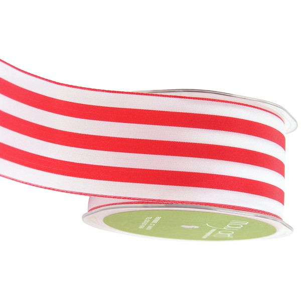 May Arts 2-Inch Wide Ribbon, Red and White Stripe