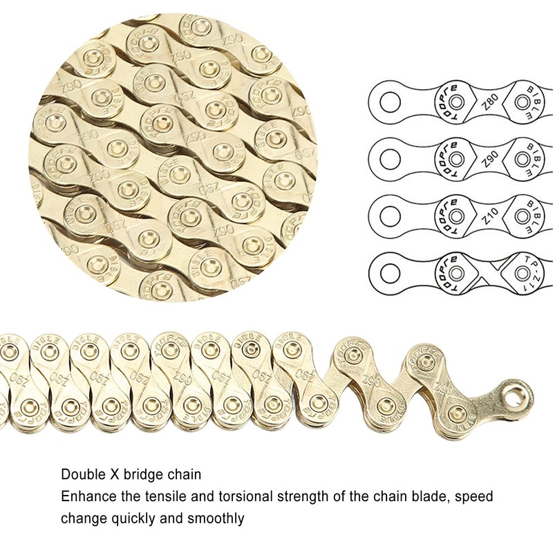 9 Speed Bicycle Chain, Double Bridge Design Mountain Bicycle Chain,