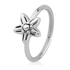 Nosejewels 925 Sterling Silver Seamless Nose Ring Daith Helix Continuous Flower Hoop 20G