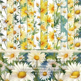 Sunch Craft 24 Sheets Flower Scrapbook Paper 6" x 6" Spring Themed Single-Sided Cardstock for Scrapbooking Journal Photo Album (Daisy)