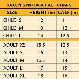 Saxon. Syntovia Half Chaps Black Childs Small