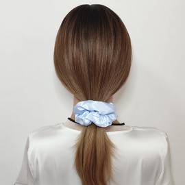 Sufermoe 6 Pcs 4.5 Inch Satin Silk Hair Scrunchies, Light Blue Elastic Hair Ties for Women and Girls, Hair Accessories for Different Hairstyles and Occasions