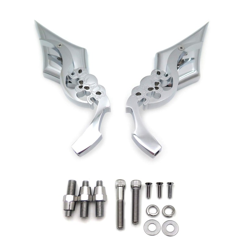 SMT-CHROME Billet Skull Blade Mirror Compatible With Harley Electra Heritage