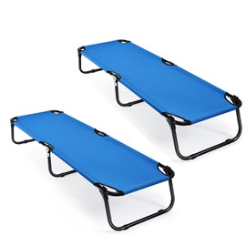 Giantex Folding Camping Cot for Adults Set of 2 Portable Sleeping Cot Bed, Heavy Duty Frame, Easy Set Up, Light Weight Camping Bed for Camp Office Sleepover (2, Blue)