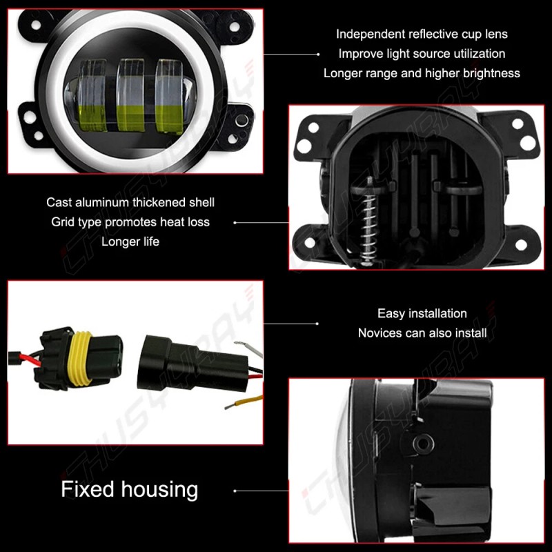 CHUSYYRAY For 2003-2009 Hummer H2 Pair Bumper LED Fog Lights