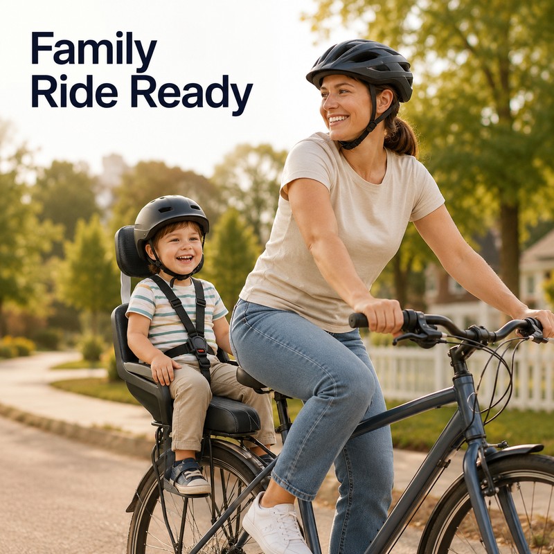 Rear Bicycle Child Seat with Backrest, Kids Bike Saddle for