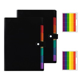 MEZOKUCEL 2 Pcs Colorful 7 Pockets Expanding File Folder with Tabs for A4 Paper Size, Plastic Accordion Filing Folder Organizer with Sticker Tabs, Ideal for in School, Home, and Office