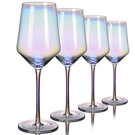 CUKBLESS Red Wine Glasses Set of 4, 20 oz Iridescent Hand Blown Wine Glasses, Long Stem Glasses for Red or White Wine, for Birthday, Wedding