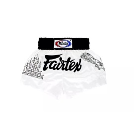 Fairtex BS0637 Muay Thai Superstitious White Kickboxing Shorts White (Medium)