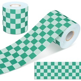 Zonon 65 Feet Checkerboard Bulletin Board Border Decorative Straight Wavy Rolled Border Trim Borders Classroom Back to School Decor (Green)
