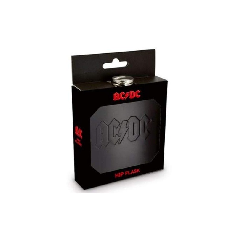 AC/DC HFAC01 Hip Flask, Steel, Black, 9.5 x 2 x