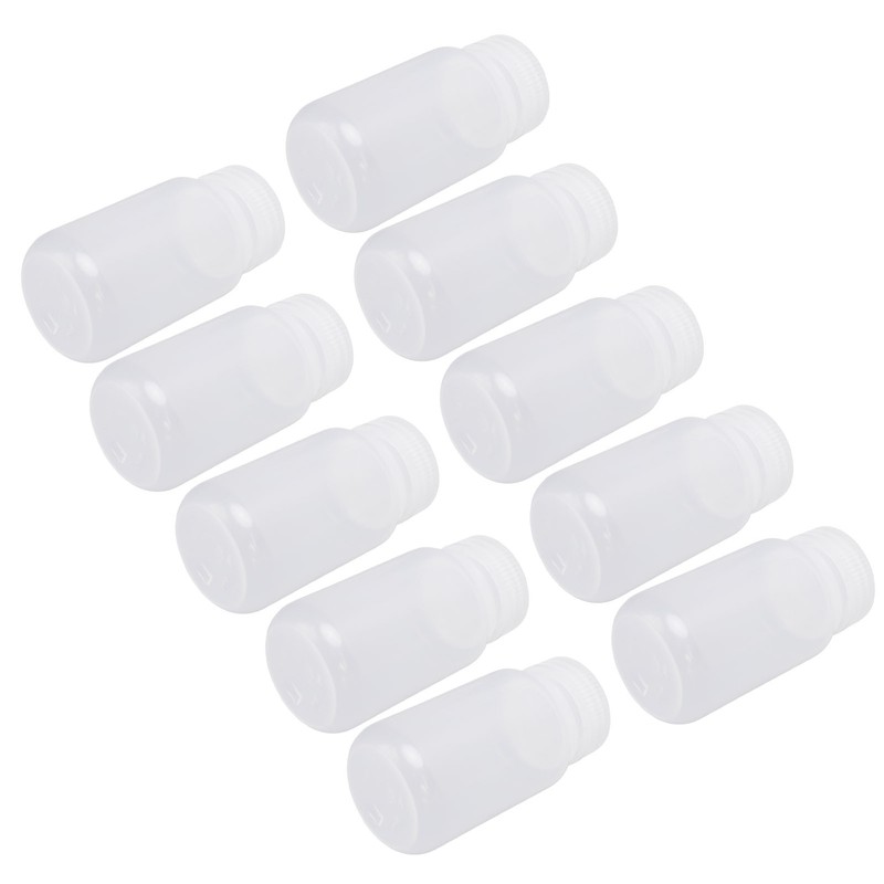 10Pcs Reagent Bottle Plastic Wide Mouth Lab Liquid Sample Seal