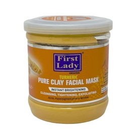 First Lady Turmeric Clay Facial Mask 440g - Instant Brightening, Cleansing, Tightening, Exfoliating, Acne, Hyperpigmentation & Wrinkle.