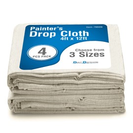 Pack of 4: 4x12 Canvas Drop Cloth Cotton Tarp Large Canvas Tarp for Art Supplies, Drop Cloths for Painting Supplies/Paint Canvas Fabric and Furniture Cover from Paint by DIRT DEFENSE