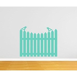 Overly Attached Decals Picket Fence with Birds Wall Home Decor Vinyl Decal - 35" Mint