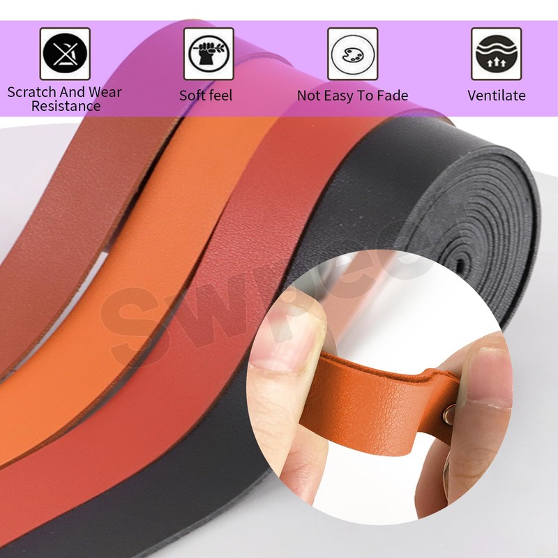 Swpeet Brown 1 Inch Wide 80 Inches Leather Strap, Single
