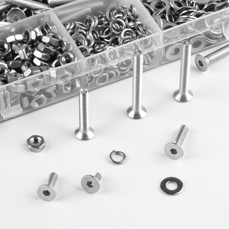 M4 Screws Set, 800 Pieces Countersunk Screws and Nuts Set,