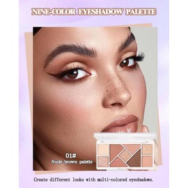 9 Colors Eyeshadow Makeup Palette, Green Purple Matte & Glitter Shimmer Metal Eye Shadow Powder, Highly Pigmented Long Lasting Waterproof Diamond Glistening Makeup Set, Beauty Gift for Women Girl- 01#