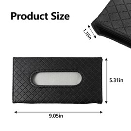 Wuyaoyao Car Tissue Holder, Auto Sun Visor Napkin Holder Mask Holder, Premium PU Leather Car Tissue Holder Visor Tissue Dispenser, Universal Sun Visor Tissue Box for Most Vehicle (Plaid-Black)