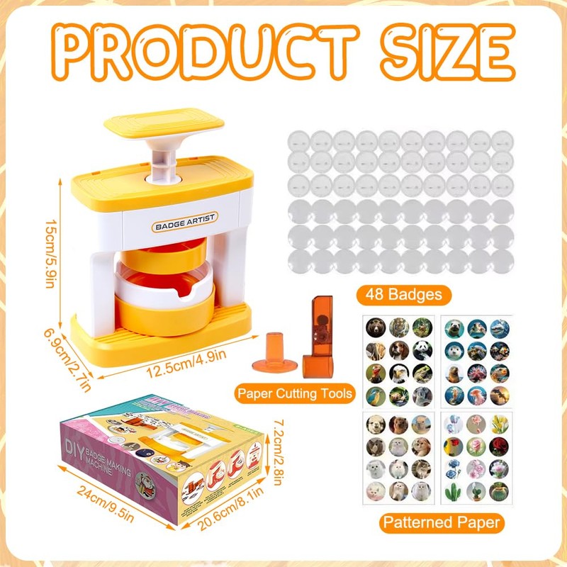 XPJBKC Button Maker, 55 mm (2.16 Inch) Button Machine, Pin