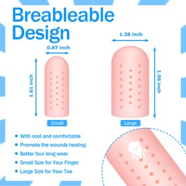 Tondiamo 20 Pieces Silicone Finger Cots Protectors Caps with Holes for Wound, Breathable Cots Finger Cover Sleeves for Cracking, Eczema, Trigger, Blisters, Corn, Broken Toe(Nude Color)