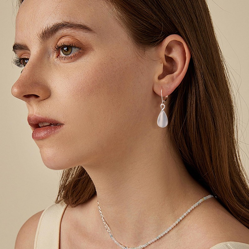 ALEXCRAFT Sterling Silver Teardrop Earrings for Women Silver Leverback Drop
