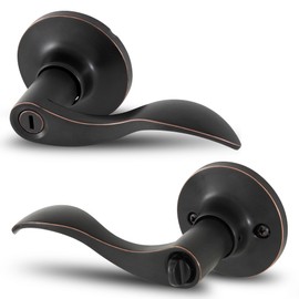 Honeywell Safes & Door Locks - Wave Privacy Lever Door Handle with Lock - Interior Bedroom & Bathroom Door Handle - Reversible for Right & Left Sided Doors - 6.88"Lx2.75"W - Oil Rubbed Bronze, 8106402