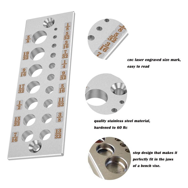 17 Holes Steel Dowel Plate,A2 Dowel Maker Plate Dowel Cutter