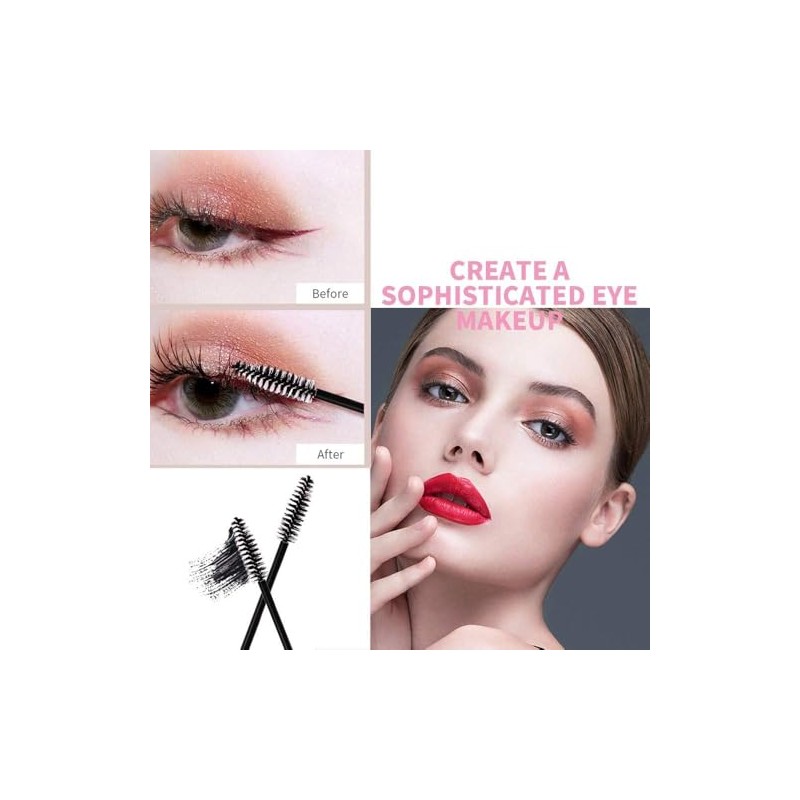 Set de 50 Cepillo Para Pestañas,Cepillo Cejas Negro,Desechables Cepillos Pestañas