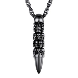 Prosteel Men's Necklace Skull Pendant Gun Ball/Feather/Skull with Singapore Chain Punk Style Hip Hop Jewellery Accessory Stainless Steel / 18K Gold Plated, Stainless Steel
