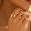 18K Gold Plated Stackable Bow Rings for Women Dainty Adjustable
