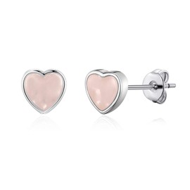 Philip Jones Rose Quartz Heart Stud Earrings with Quote Card