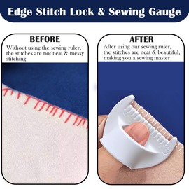 Agamino 8PCS Edge Stitch Lock & Sewing Gauge, 3mm/4mm Edge Sewing Lockranding Tool for Straight & Curved Seams, Seam Needle Gauge Measuring Tool for Even Stitches, Needle Quilting Ruler