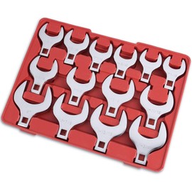 14-Piece Premium 1/2" Drive Jumbo Crowfoot Wrench Set | Include Standard SAE Sizes from 1-1/16" to 2" with Storage Tray | Chrome Vanadium Steel and Mirror Chrome Finish