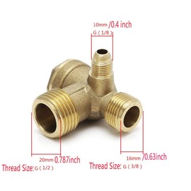 feedal Thread 3 Way Air Compressor Valve Male Thread 90 Degree Brass Check Valve Spare Parts Air Compressor Accessories Pipe Connector Tool